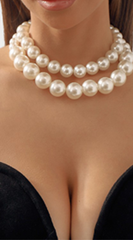 Elegant Bilayer Large & Small Pearls Choker Necklace - White