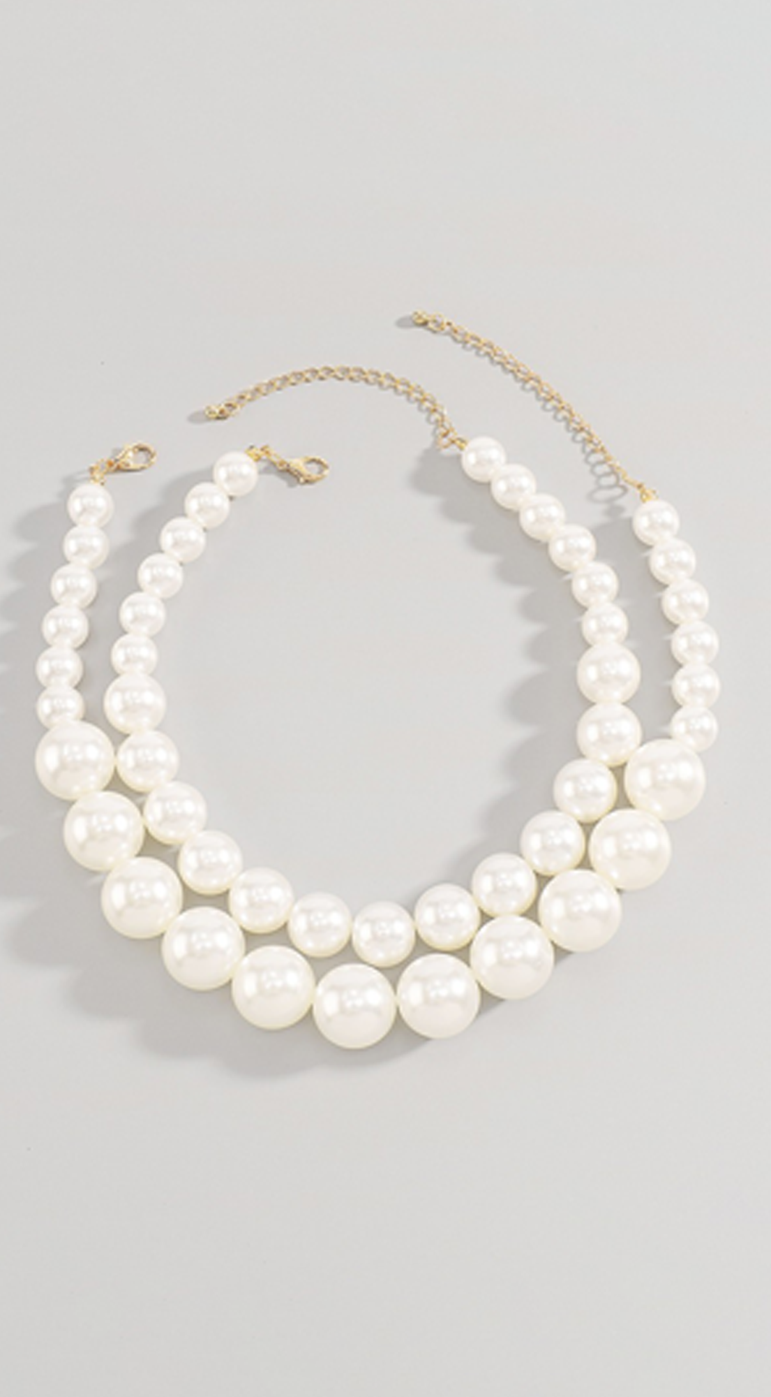 Elegant Bilayer Large & Small Pearls Choker Necklace - White