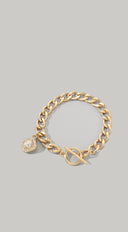 Crystal Link Charm Chain Crystal Bracelet - Gold