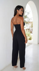 Elarya Tube Wide Leg Jumpsuit in Black styled look from behind