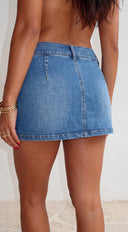 Westlyn Denim Micro Skort - Medium Wash Blue