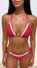 Suzette Polka Dot Ruffle Bikini Set - Red