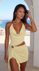 Kaivana Ring Detail Cutout Mini Dress - Light yellow