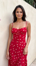 Romelia Polka Dot Maxi Dress - Red