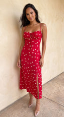 Romelia Polka Dot Maxi Dress - Red