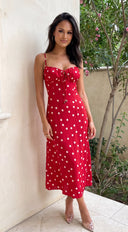 Romelia Polka Dot Maxi Dress - Red