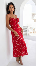 Romelia Polka Dot Maxi Dress - Red