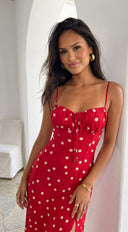 Romelia Polka Dot Maxi Dress - Red