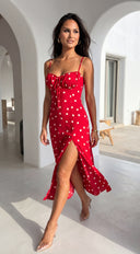 Romelia Polka Dot Maxi Dress - Red