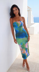 Calypso Tube Multi Color Print Maxi Dress - Green Multi