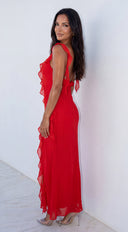 Ismeria Ruffle Maxi Dress - Red