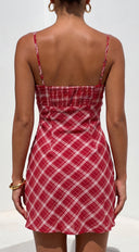 Cherry Lane Plaid Mini Dress - Red