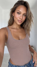 Essential Scoop Bodysuit - Mocha Brown
