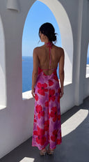 Jardin Floral Halter Maxi Dress - Pink Multi