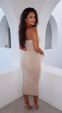 Avalon Ribbed Tube Midi Dress - Stone Beige