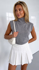 Mivie Sleeveless High Neck Knit Sweater - Gray