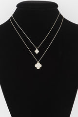 Mayas Double Layer Jeweled Clover Necklace - Gold