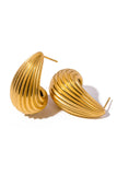 Striped Rain Drop 18K Gold Plated Earrings