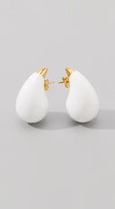 Water Drop Stud Earrings - Gold White