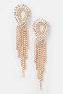 Joyaa Rhinestone Earrings in Gold on neutral background