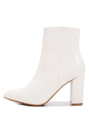 Caterina Block Heel Ankle Boots - White
