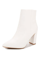 Caterina Block Heel Ankle Boots - White