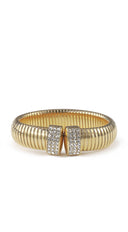 Xia Rhinestone Statement Open Bangle Bracelet - Gold