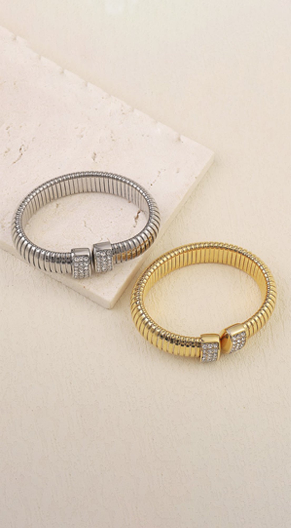 Xia Rhinestone Statement Open Bangle Bracelet - Gold