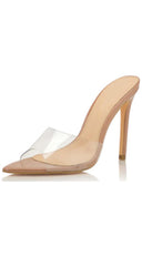 Gia Clear Pointy Toe Heels - Mocha