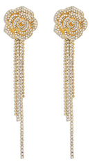 Lux Rosette Floral Tassel Earrings - Gold