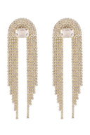 Glamour Rhinestone Cascade Earrings flat lay product shot