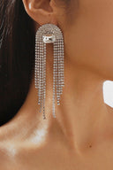 Glamour Rhinestone Cascade Earrings - Silver