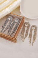 Glamour Rhinestone Cascade Earrings - Silver