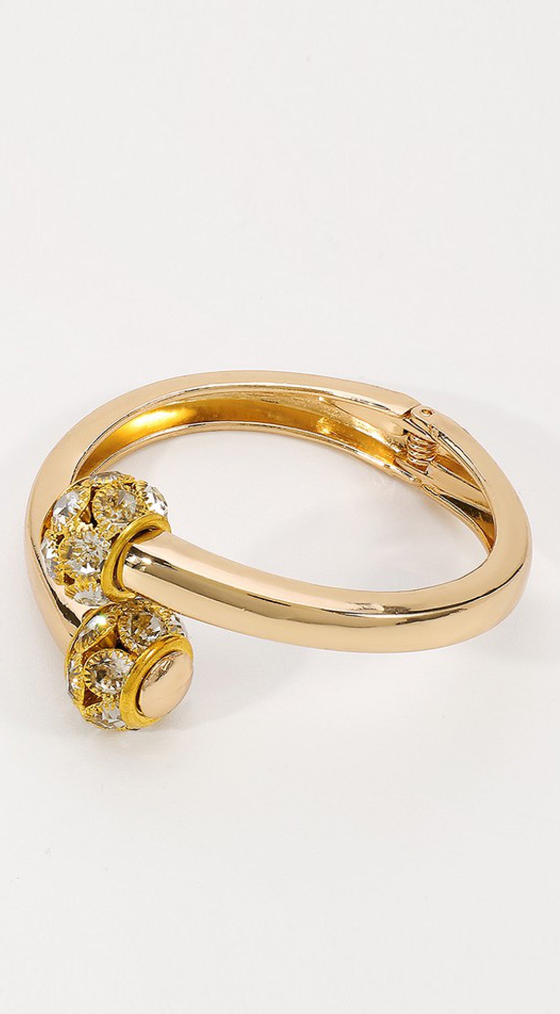 Rhinestone Metal Round Bangle Bracelet - Gold
