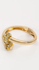 Rhinestone Metal Round Bangle Bracelet - Gold