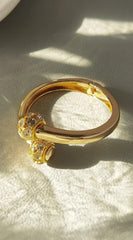 Rhinestone Metal Round Bangle Bracelet - Gold