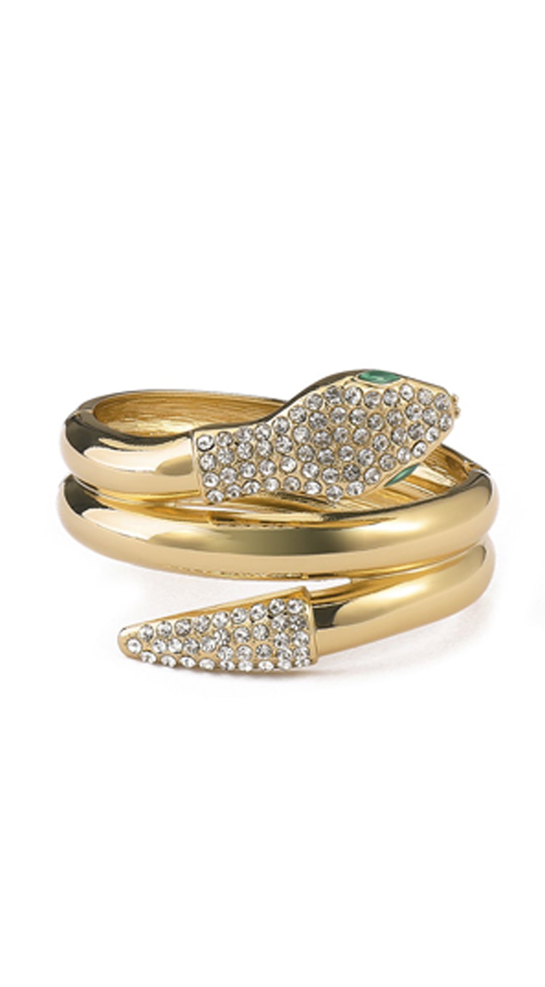 Snake Metal Rhinestone Twisted Bangle Bracelet - Gold