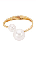 Pearl Adjustable Bangle Bracelet - Gold