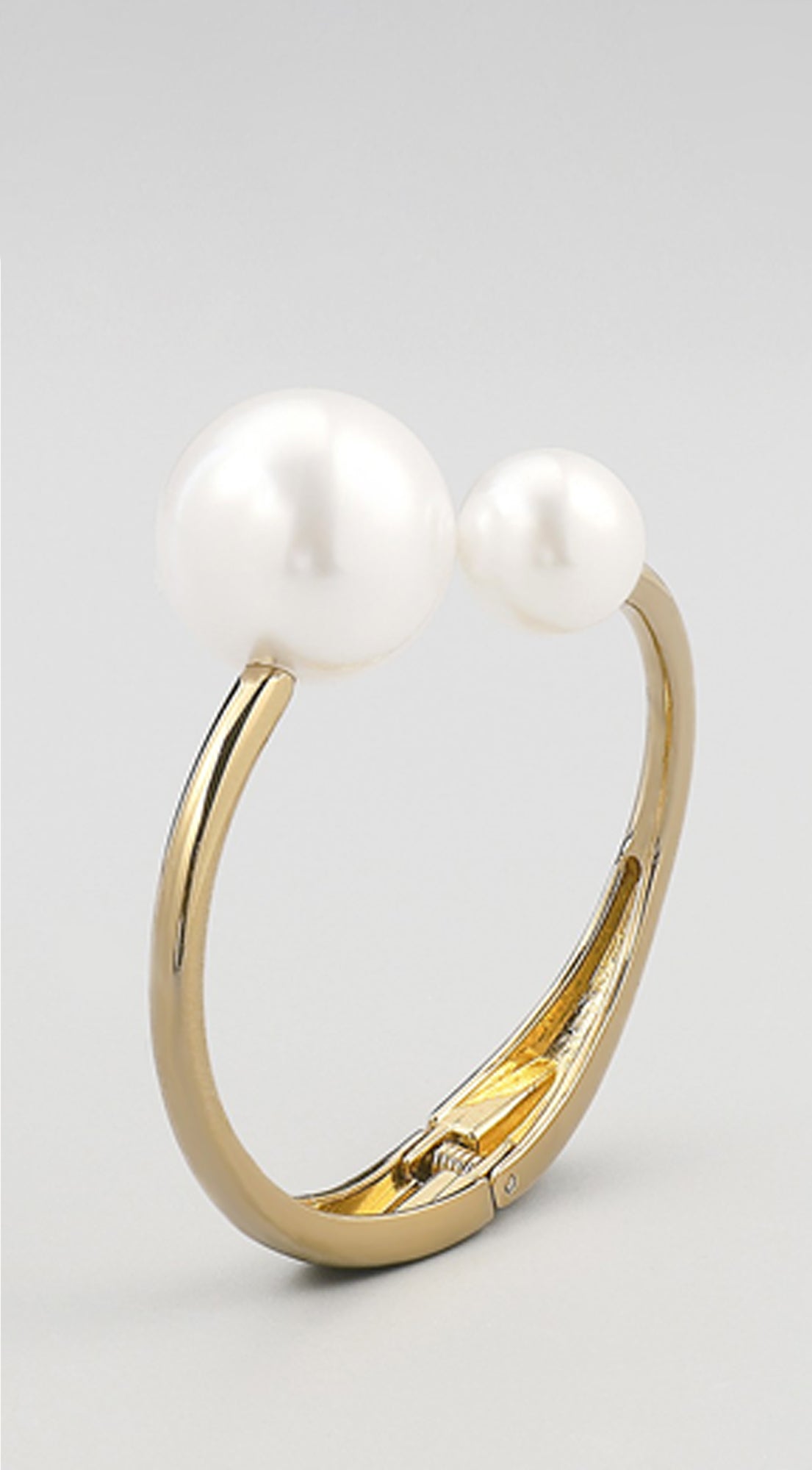 Pearl Adjustable Bangle Bracelet - Gold