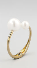 Pearl Adjustable Bangle Bracelet - Gold
