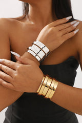 Wide Metal Hollow Out Cuff Bracelet - Gold
