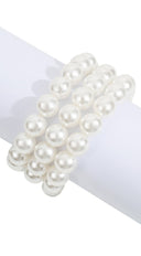 Perla Statement Layered Pearl Bracelet - White