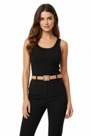 Simplicity Square Buckle Belt - Beige