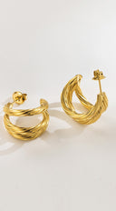Triple Hoop Earrings - Gold