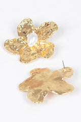 Bright Blossom Metal Flower Earrings - Gold