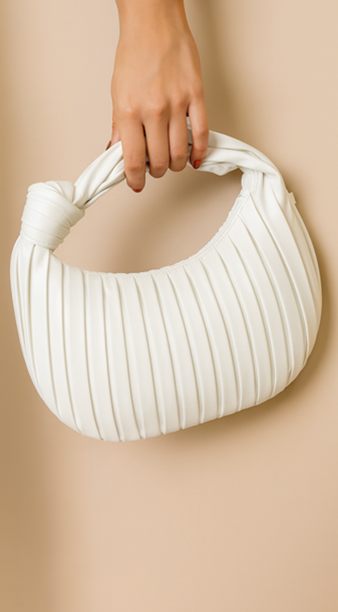 Rianna PU Leather Pleated Shoulder Handbag - White