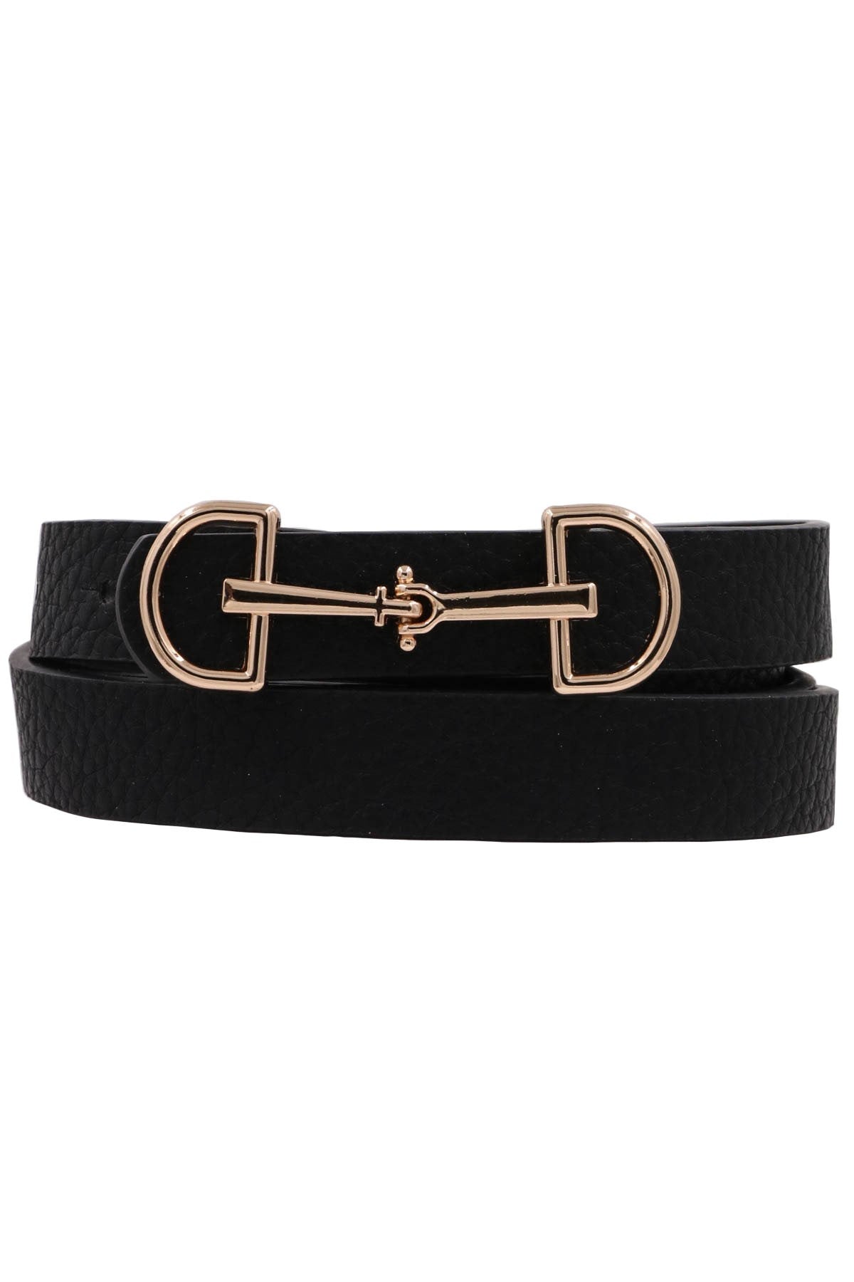 D Ring Buckle Skinny Belt - Black