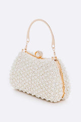 Pearl White Beaded Luxury Evening Clutch