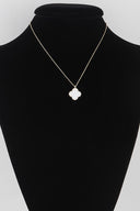 Clover Pendant Gold Dipped Chain Necklace in White styled on model
