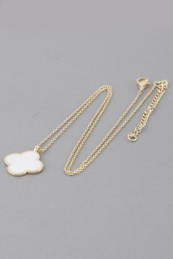 Clover Pendant Chain Necklace - White